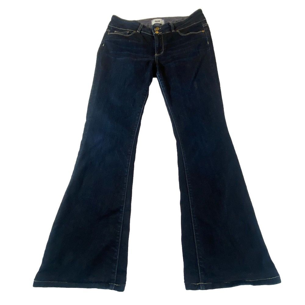 Paige Jeans Hidden Hills Women's  30x29.5 Mid Rise Dark Wash‎ Flared Slimming